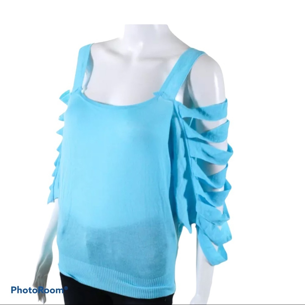 M Missoni Womens Cutout 3/4 Sleeve Scoop Neck Knit